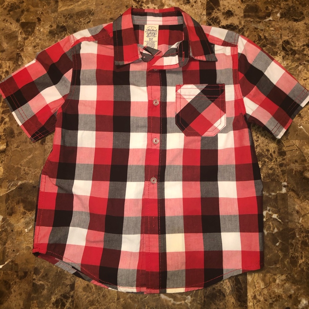 Boys Red and Black Plaid Shirt